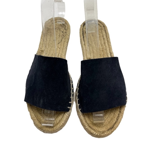 J CREW Genuine Leather Blue Suede Slides Espadrilles Flats Sandals Shoes sz 5 - Picture 3 of 16